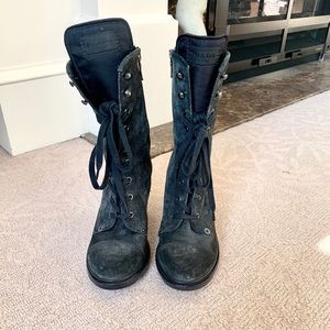 Prada suede round-toe boots